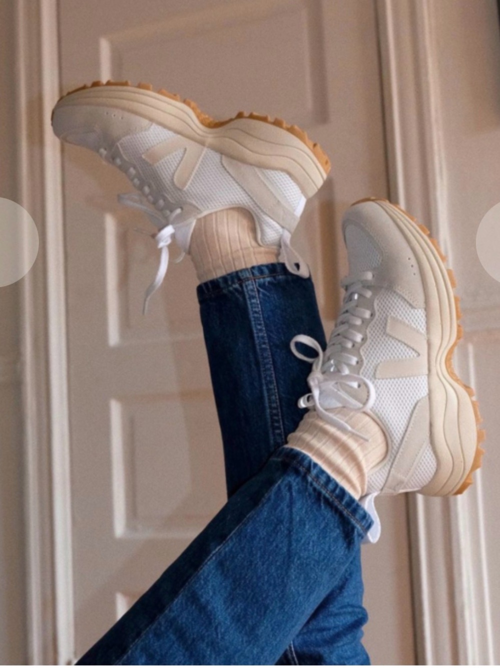 Veja White and Gum-Trim Chunky Sneakers - Picture 3 of 9